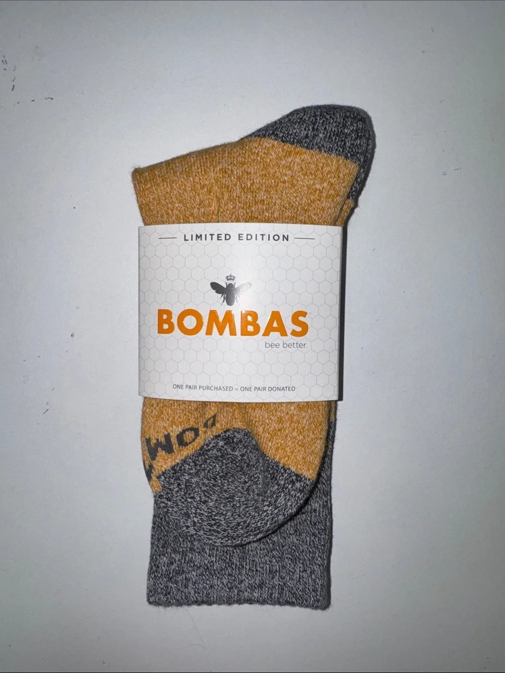 Bombas Limited Edition Mustard & Gray Crew Socks